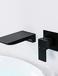 cheap -Bathroom Sink Faucet - Waterfall Black Wall Mounted Single Handle Two HolesBath Taps