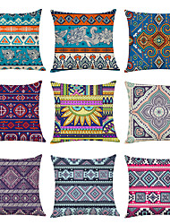 cheap -Set of 9 Pillow Cover, Geometric Lines / Waves Fashion Boho Throw Pillow Faux Linen