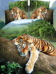 cheap -Tiger Duvet Cover Set Quilt Bedding Sets Comforter Cover,Queen/King Size/Twin/Single(Include 1 Duvet Cover,1 Or 2 Pillowcases),3D Digktal Print