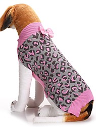 cheap -Dog Sweater Puppy Clothes Leopard Bowknot Bow Simple Style Winter Dog Clothes Puppy Clothes Dog Outfits Pink Costume for Girl and Boy Dog Acrylic Fibers XXS XS S M L XL