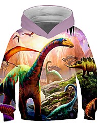 cheap -Kids Toddler Boys&#039; Hoodie &amp; Sweatshirt Pullover Long Sleeve Dinosaur 3D Print Graphic Color Block Unisex Blue Yellow Army Green Children Tops Active Streetwear 3-12 Years