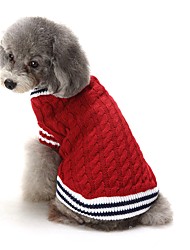 cheap -Dog Sweater Puppy Clothes Solid Colored Casual / Daily British Winter Dog Clothes Puppy Clothes Dog Outfits Red Blue Costume for Girl and Boy Dog Acrylic Fibers XS S M L XL XXL