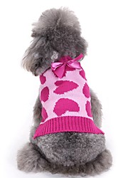 cheap -Dog Sweater Puppy Clothes Bowknot Love Sweet Style Simple Style Winter Dog Clothes Puppy Clothes Dog Outfits Fuchsia Costume for Girl and Boy Dog Acrylic Fibers XS S M L