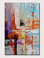 cheap -Oil Painting Hand Painted Vertical Panoramic Abstract Landscape Comtemporary Modern Rolled Canvas (No Frame) / Stretched Canvas