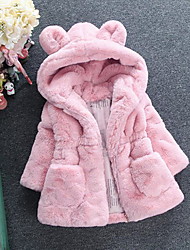 cheap -Kids Girls&#039; Jacket &amp; Coat White Pink Red Solid Colored Streetwear School / Faux Fur