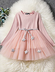 cheap -Kids Little Girls&#039; Dress Solid Colored Black Yellow Blushing Pink Dresses