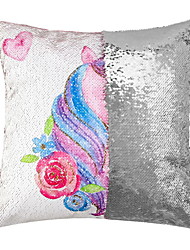cheap -Set of 1Unicorn Pillow Cover Luxurious Glitter Sequins Home Decorative Square Sparkling Pillowcase Cushion Cover