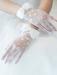 cheap -Nylon Wrist Length Glove Lace / Gloves With Frog Button / Trim Wedding / Party Glove