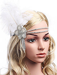 cheap -The Great Gatsby Charleston 1920s Vintage Roaring Twenties Flapper Headband Women&#039;s Feather Costume Head Jewelry White Vintage Cosplay Party Prom Sleeveless