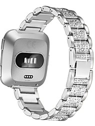 voordelige -1 pcs Slimme horlogeband voor Fitbit Versa 2 / Versa / Versa Lite Roestvrij staal Smartwatch Band Bling Diamant sieraden armband Vervanging Polsbandje