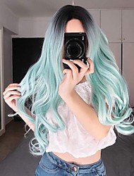 cheap -Synthetic Wig Curly Wavy Middle Part Wig Ombre Long Grey Ombre Pink Ombre Brown Ombre Green Ombre Red Synthetic Hair 24 inch Women‘s Fashionable Design Women Synthetic Dark