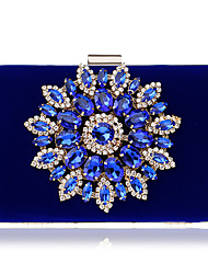 cheap -Women&#039;s Wedding Bags Handbags Evening Bag Polyester Crystals Solid Color Floral Print Rhinestone Party Wedding Event / Party Blue Black Khaki Red / Fall &amp; Winter
