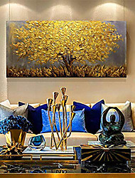 cheap -Oil Painting 100% Handmade Hand Painted Wall Art On Canvas Yellow Tree Plant Horizontal Abstract Modern Home Decoration Decor Rolled Canvas With Stretched Frame