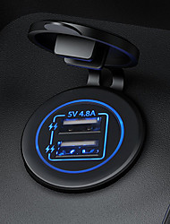 cheap -Motorcycle car refit 5V 4.8a dual USB Ports aperture car charger - blue light