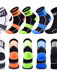 cheap -Compression Socks Athletic Sports Socks Running Socks 5 Pairs Ankle Socks Breathable Moisture Wicking Sweat wicking Comfortable Running Jogging Sports Fashion Nylon Green White Black