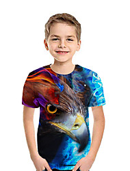 baratos -Infantil Para Meninos Activo Moda de Rua Geométrica Estampa Colorida 3D Manga Curta Camiseta Arco-íris