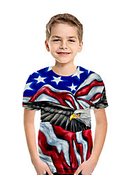 baratos -Infantil Para Meninos Activo Moda de Rua Geométrica Estampa Colorida 3D Manga Curta Camiseta Arco-íris