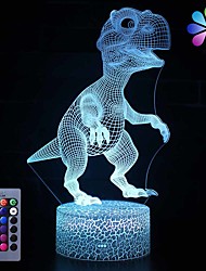 cheap -Dinosaur 3D Nightlight Night Light Color-Changing Adorable Decoration Remote Control Touch Dimmer Gradient Mode Easter Day Christmas AA Batteries Powered USB 1pc