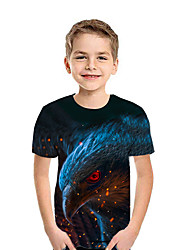 baratos -Infantil Para Meninos Activo Moda de Rua Geométrica Estampa Colorida 3D Manga Curta Camiseta Preto