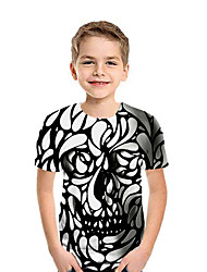 baratos -Infantil Para Meninos Activo Moda de Rua Geométrica Estampa Colorida 3D Manga Curta Camiseta Preto