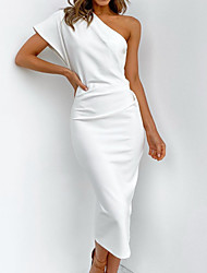 cheap -Sheath / Column Bridesmaid Dress One Shoulder Sleeveless Elegant Floor Length Satin with Bow(s) / Ruching 2022