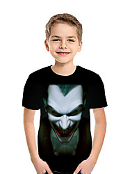baratos -Infantil Para Meninos Activo Moda de Rua Geométrica Estampa Colorida 3D Manga Curta Camiseta Preto