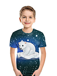 baratos -Infantil Para Meninos Activo Moda de Rua Geométrica Estampa Colorida 3D Manga Curta Camiseta Azul