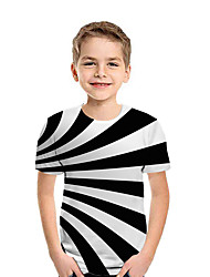 baratos -Infantil Para Meninos Activo Moda de Rua Geométrica Estampa Colorida 3D Manga Curta Camiseta Preto