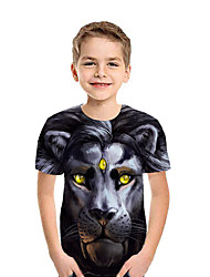 baratos -Infantil Para Meninos Activo Moda de Rua Geométrica Estampa Colorida 3D Manga Curta Camiseta Preto