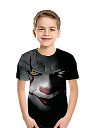 baratos -Infantil Para Meninos Activo Moda de Rua Geométrica Estampa Colorida 3D Manga Curta Camiseta Preto