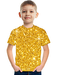 cheap -Kids Boys T shirt Short Sleeve 3D Print Rainbow Optical Illusion Color Block Blue Yellow Gold Children Tops Summer Basic Streetwear Sports School Outdoor