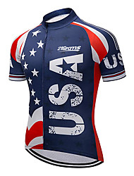 cheap -21Grams® Men&#039;s Short Sleeve Cycling Jersey American / USA Stars USA Bike Jersey Top Mountain Bike MTB Road Bike Cycling Red Blue Spandex Polyester UV Resistant Breathable Quick Dry Sports Clothing