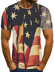 cheap -Men&#039;s Tee T shirt Tee Shirt 3D Print American Flag Independence Day National Flag Round Neck Daily Print Short Sleeve Tops Comfortable Big and Tall Lake blue Dark Pink Black