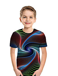baratos -Infantil Para Meninos Activo Moda de Rua Geométrica Estampa Colorida 3D Manga Curta Camiseta Arco-íris