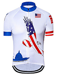 cheap -21Grams® Men&#039;s Short Sleeve Cycling Jersey American / USA USA National Flag Bike Jersey Top Mountain Bike MTB Road Bike Cycling Blue White Spandex Polyester UV Resistant Breathable Quick Dry Sports