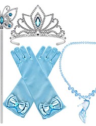 cheap -Princess Cinderella Princess Cosplay Jewelry Accessories Girls&#039; Movie Cosplay Blue Gloves Crown Necklace Children&#039;s Day Masquerade Plastics / Wand