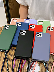 cheap -Fashion Colored Strap Candy Phone Case For iPhone 13 12 Pro Max 11 SE 2020 X XR XS Max 8 7 Matte Soft Silicone Lanyard Case Cover