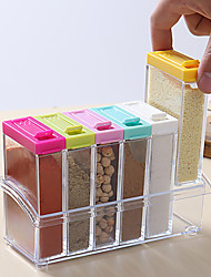 cheap -Spice Jar Seasoning Box 6 Pieces Set Kitchen Spice Storage Bottle Jars Transparent Salt Pepper Cumin Powder Box Tools