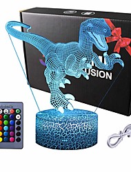 cheap -Dinosaur 3D Night Light Table Desk Lamp  16 Colors Optical Illusion Touch Control Lights with Acrylic Flat &amp;amp; ABS Base &amp;amp; USB Cable for Christmas Gift
