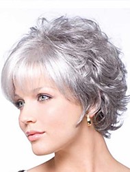 cheap -Synthetic Wig Curly Matte Short Bob Wig Short Grey Synthetic Hair 6 inch Women&#039;s Easy dressing curling Fluffy Gray