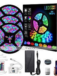 cheap -Smart App Control Led Strip Light 15M (3x5M) 49ft Work with Alexa Google TV Backlight 2835 RGB SMD IR 24 Key Controller with 12V 3A Adapter Kit