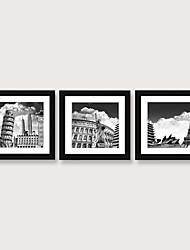 cheap -3 Panel Wall Art Canvas Prints Painting Artwork Picture Skyline City Landscape Home Decoration Décor Stretched Frame Ready to Hang