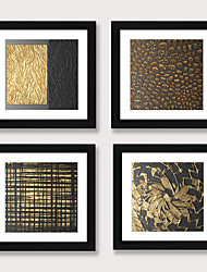 cheap -4 Panel Wall Art Canvas Prints Painting Artwork Picture Gold Abstract Pattern Home Decoration Décor Stretched Frame Ready to Hang