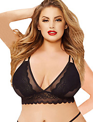 cheap -Women&#039;s Plus Size Matching Bralettes Lace Bow Embroidered Valentine&#039;s Day Spring &amp; Summer Fall &amp; Winter Black Fuchsia Big Size 3XL 4XL 5XL / Drawstring / Super Sexy