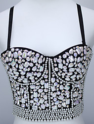 cheap -Exotic Dancewear Vest Acrylic Jewels Beading Women&#039;s Performance Theme Party Sleeveless Polyester