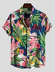 cheap -Men&#039;s Shirt Print Floral Graphic Collar Button Down Collar Party Daily Print Short Sleeve Tops Streetwear Hawaiian Beach Light Green / Machine wash / Hand wash / Wet and Dry Cleaning / Holiday