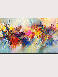 cheap -Oil Painting Hand Painted Horizontal Panoramic Abstract Floral / Botanical Modern Stretched Canvas / Rolled Canvas