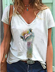 cheap -Women&#039;s Daily T shirt Tee Animal Short Sleeve Print V Neck Tops White S / 3D Print
