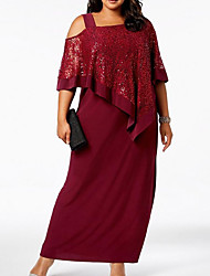 cheap -Sheath / Column Mother of the Bride Dress Plus Size Elegant Bateau Neck Ankle Length Chiffon Lace 3/4 Length Sleeve with Sequin Embroidery 2022
