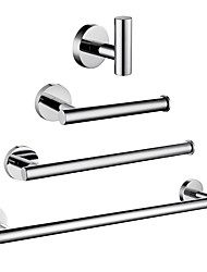 cheap -Multifunction Bathroom Accessory Set Mirror Polished Robe Hook and Bathroom Single Rod Stainless Steel Wall Mounted Silvery 4pcs
